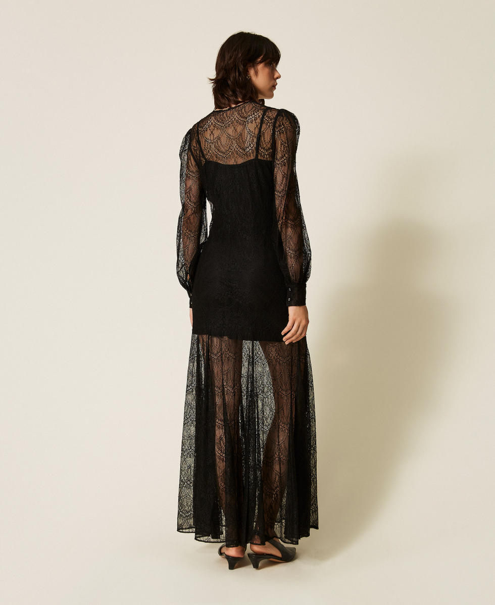 Abito lungo in pizzo Valenciennes Nero Donna 262TP274A_00006_03