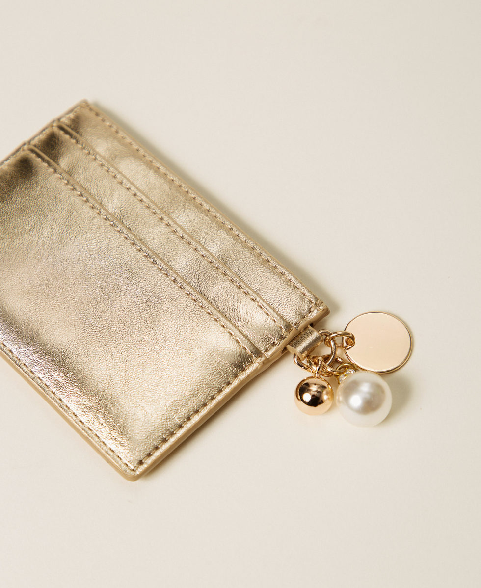 Laminated card holder with charms Yellow Gold Woman 261TH7021_10366_02
