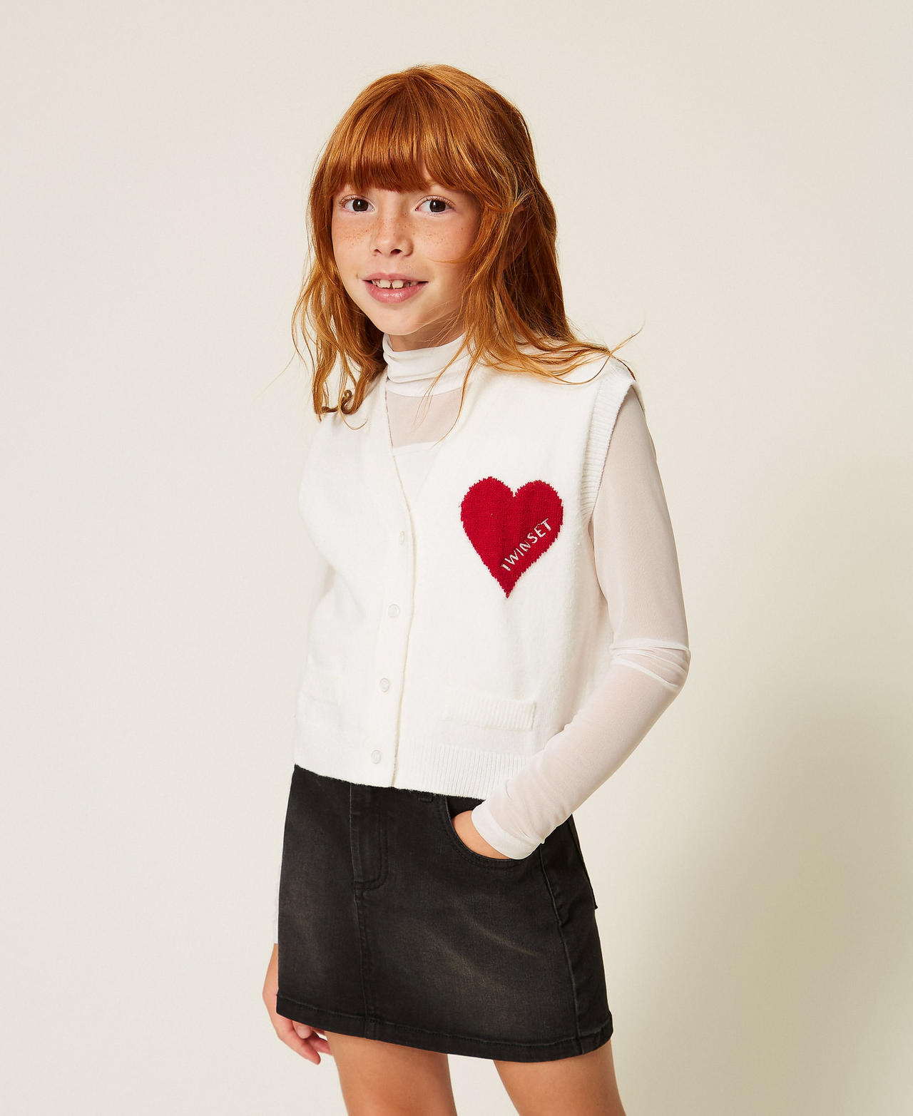 Gilet en maille avec c&oelig;ur et logo