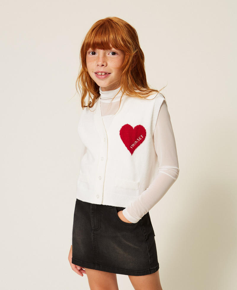 Gilet en maille avec c&oelig;ur et logo