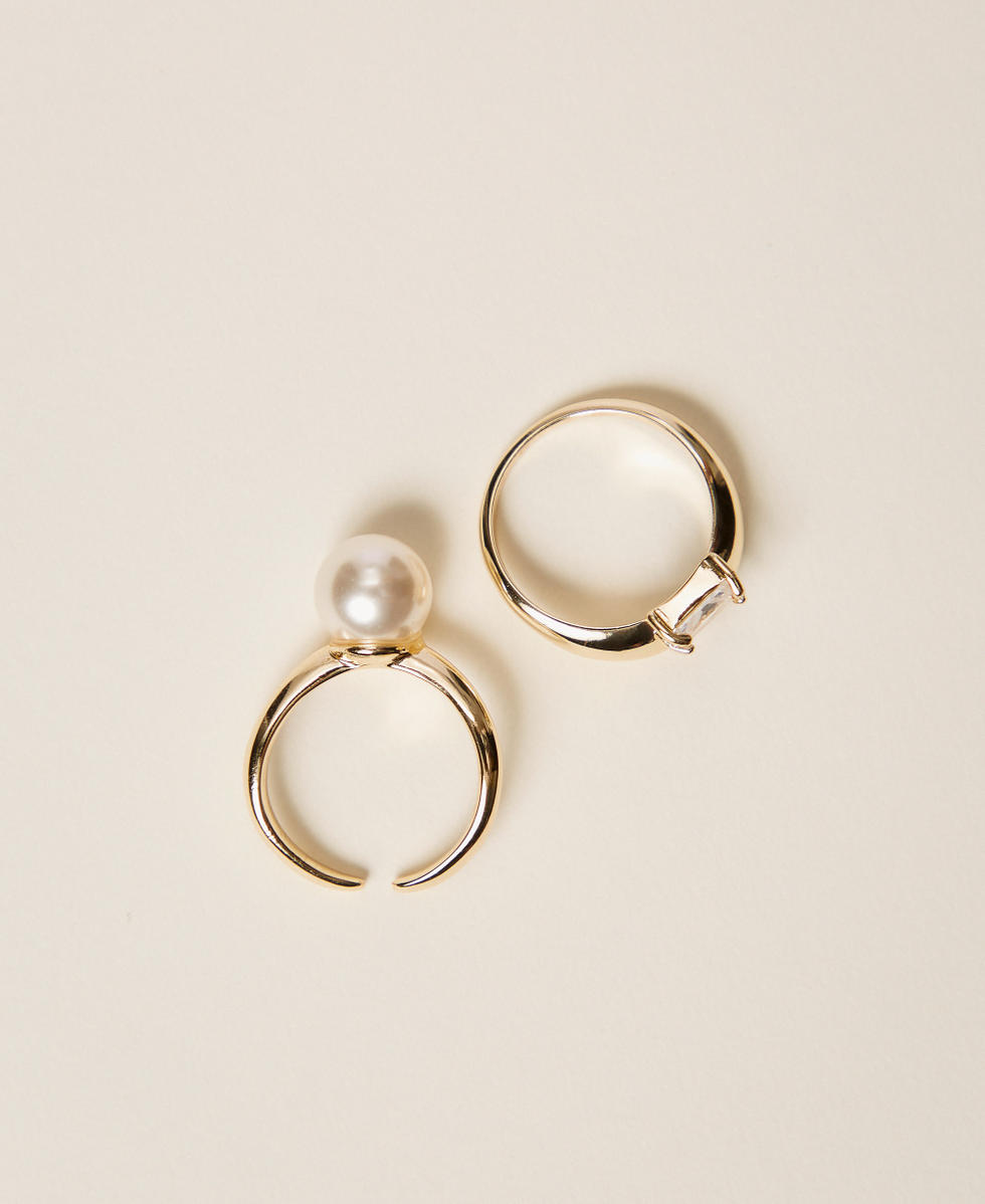 Conjunto de anillos con pedrer&iacute;a y perla New Gold Mujer 262TA4070_10630_02