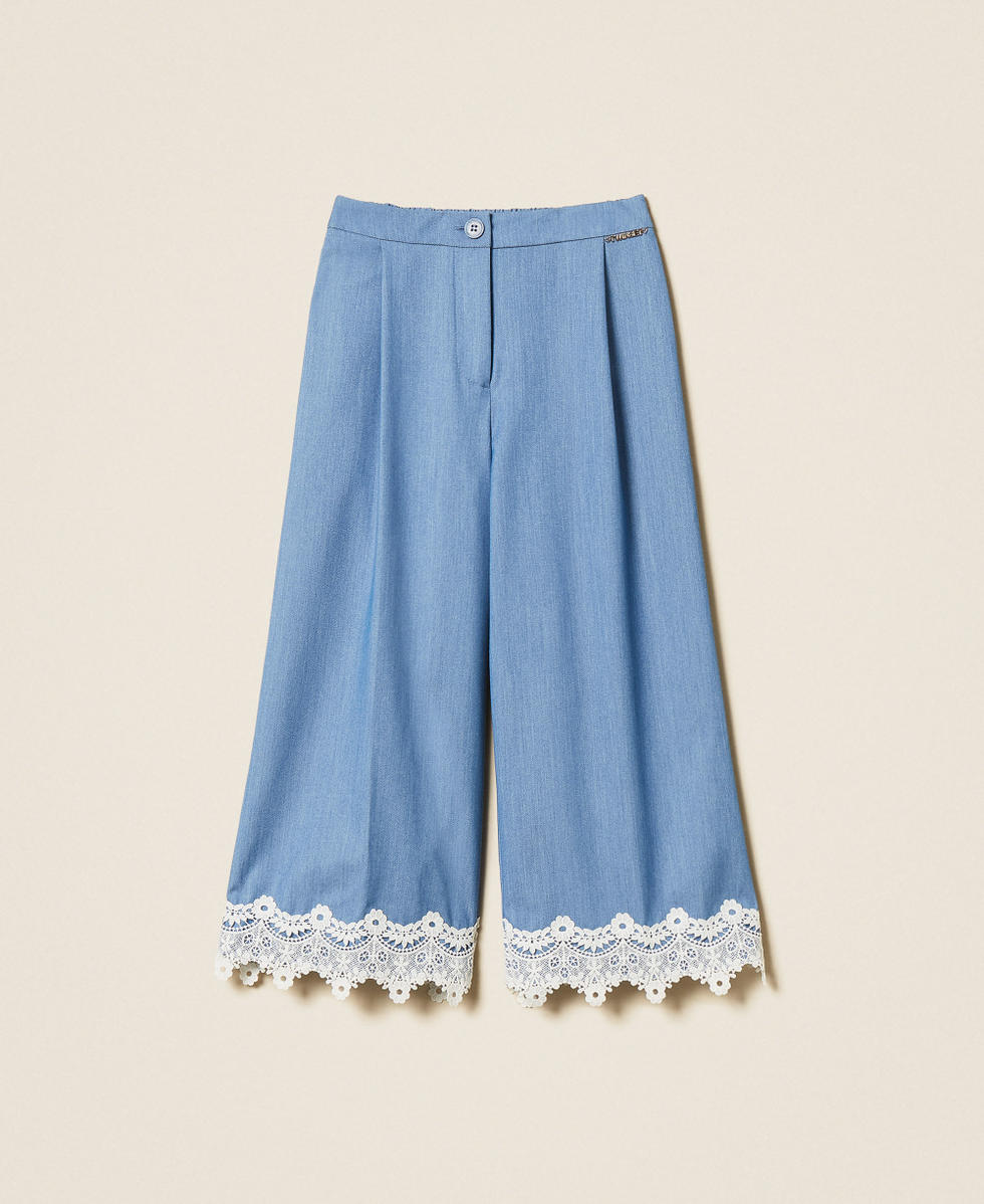 End-on-end cloth trousers with lace