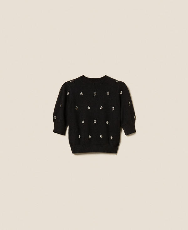 Angora blend jumper with embroidery