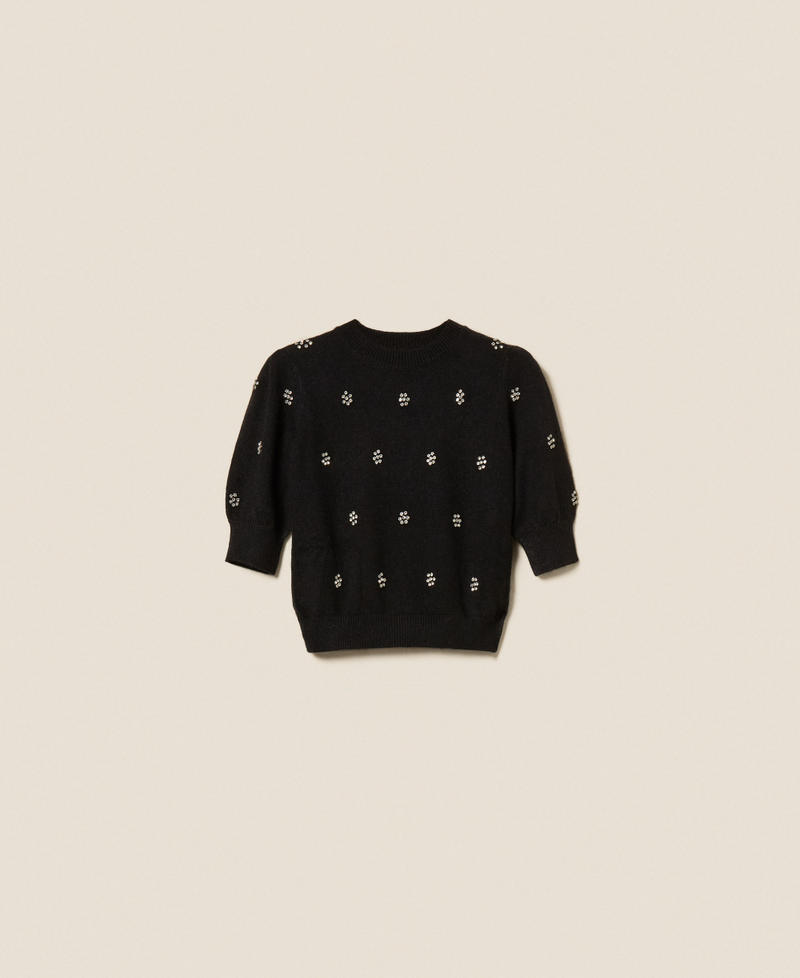 Angora blend jumper with embroidery Black Woman 252TT3181_00006_S0