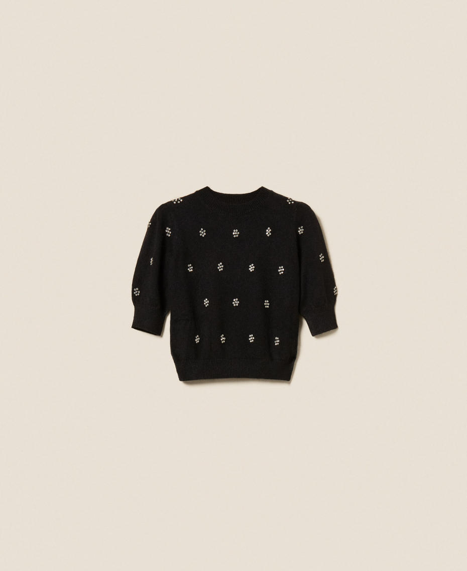 Angora blend jumper with embroidery Black Woman 252TT3181_00006_S0