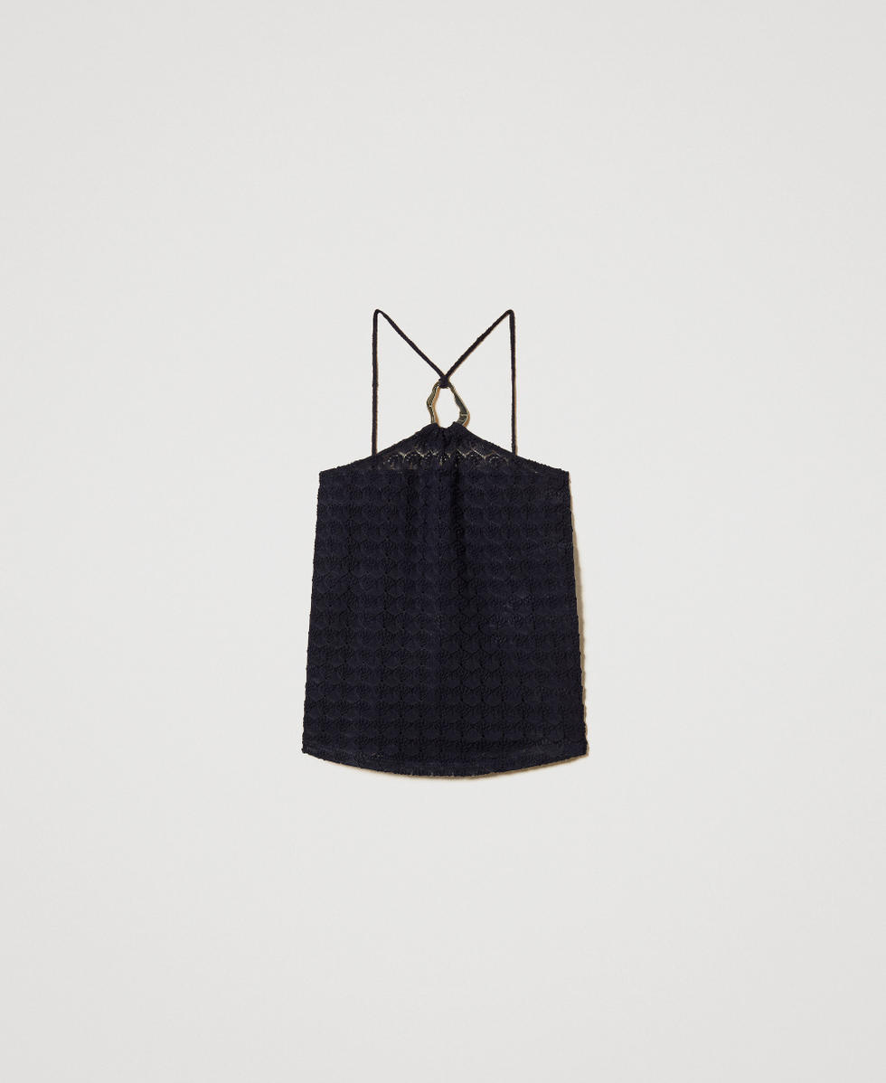 Top in crochet con anello Classic Blue Donna 251LM2HCC_11956_S0