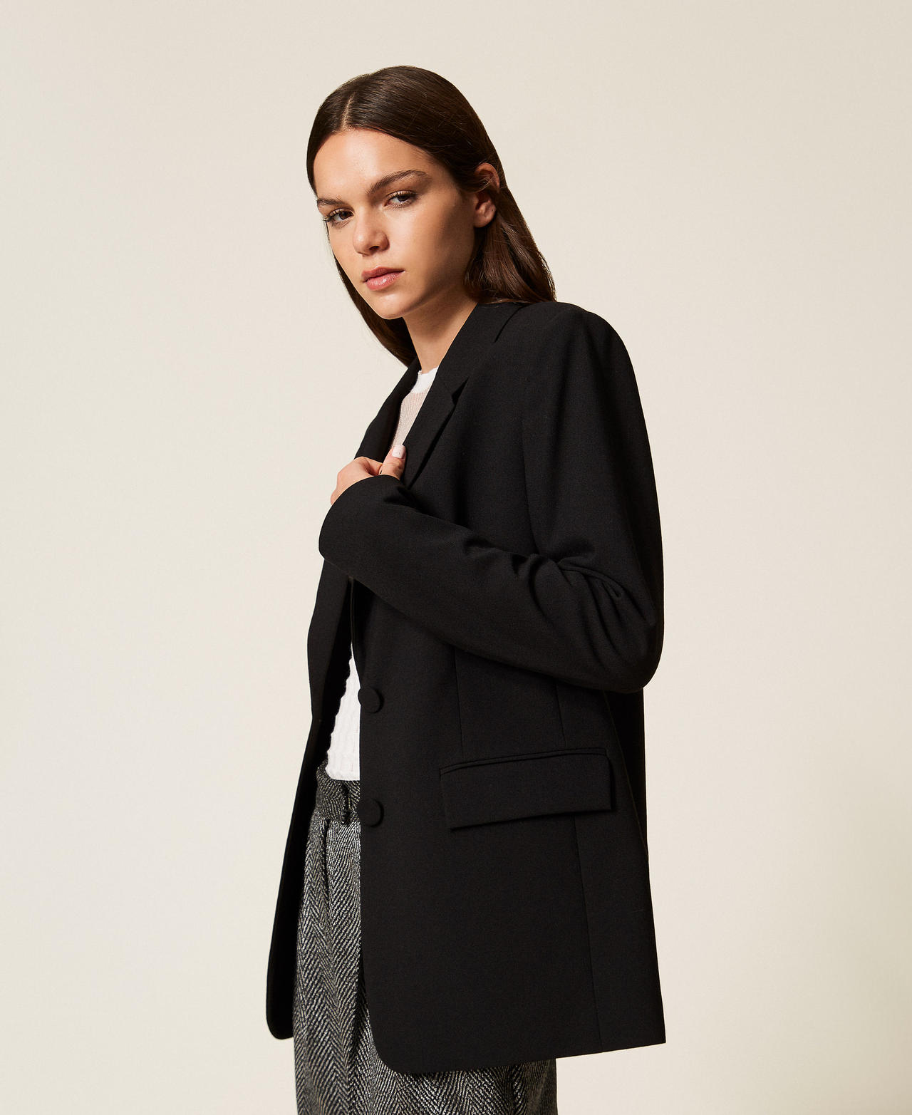 Blazer with covered buttons Black Woman 252AP2290_00006_01