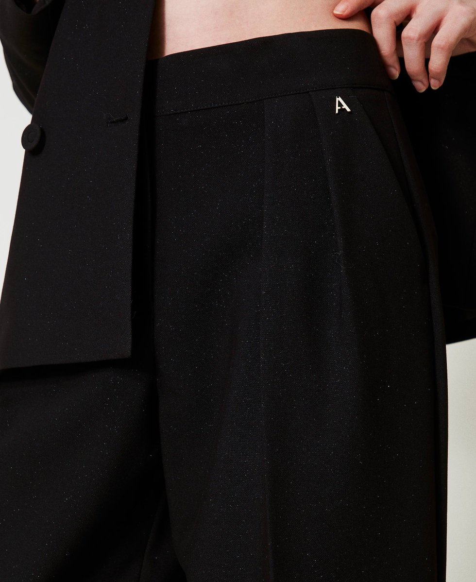 Pantalon palazzo avec plis Noir Femme 242AT2132_00006_04