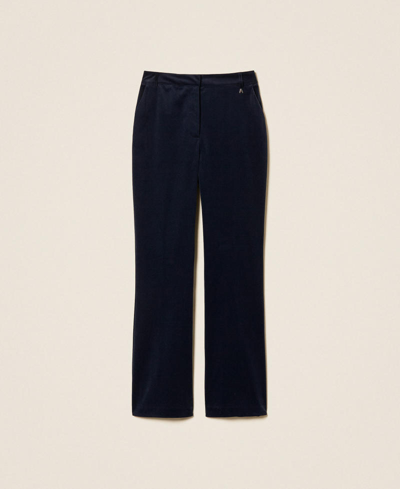 Flared velvet trousers Blue Paint Woman 262AP2271_13182_S0