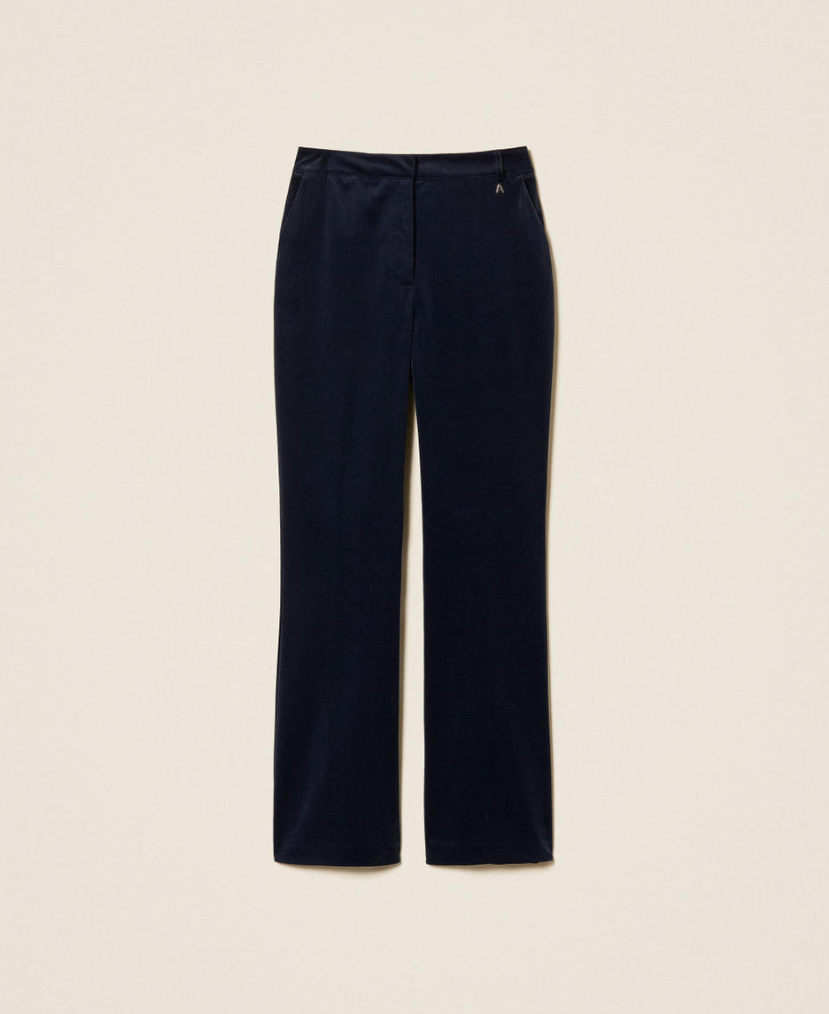 Flared velvet trousers Blue Paint Woman 262AP2271_13182_S0