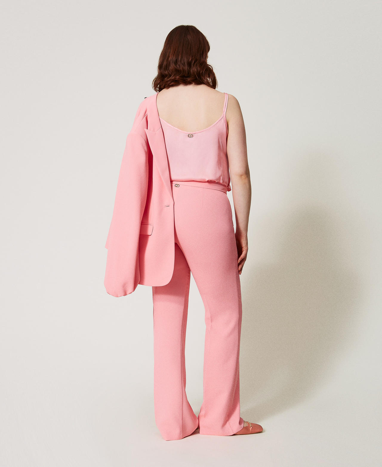 Crêpe flared trousers Peach Woman 251TP2324_12142_03