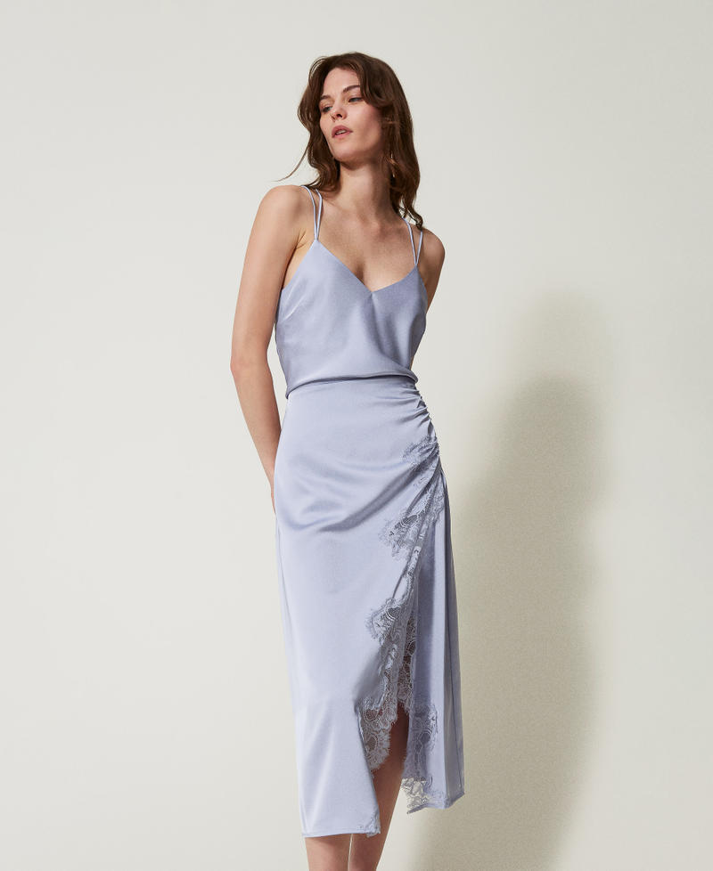 Top long en satin et dentelle Fleurs de lilas Femme 251TQ2010_00703_T0