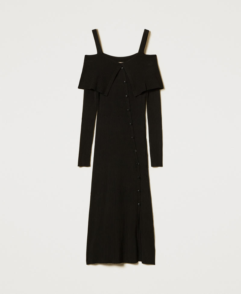 Long off-shoulder knit dress Black Woman 251TP3030_00006_S0