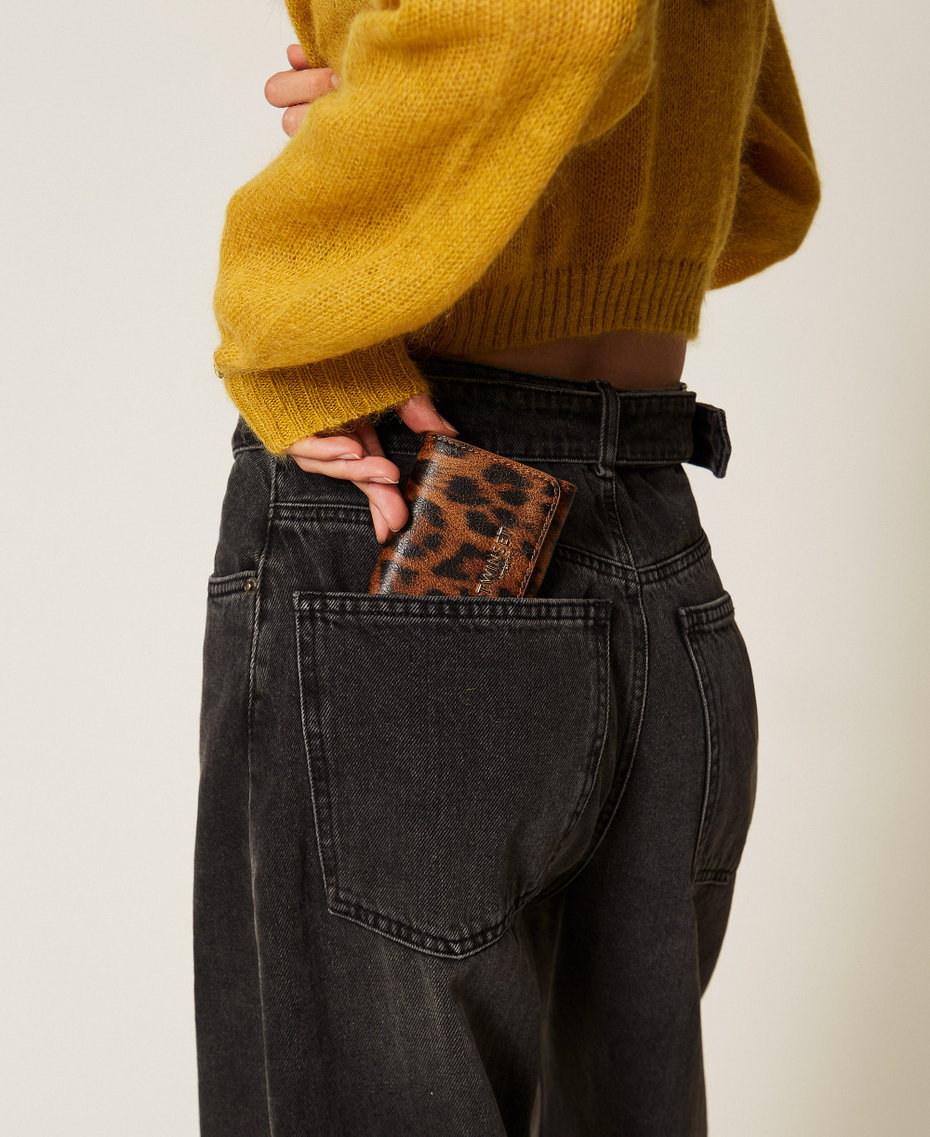 Small animal print wallet with flap Leopard Print Woman 252TL8015_12624_T0