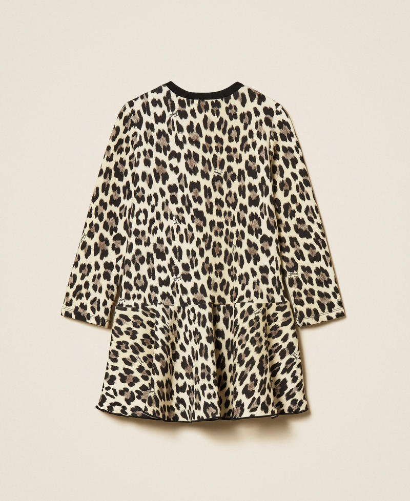 Kurzes Mädchenkleid aus Scuba mit Animaldessin Leopardenprint Mädchen 252GB2113_12700_S1