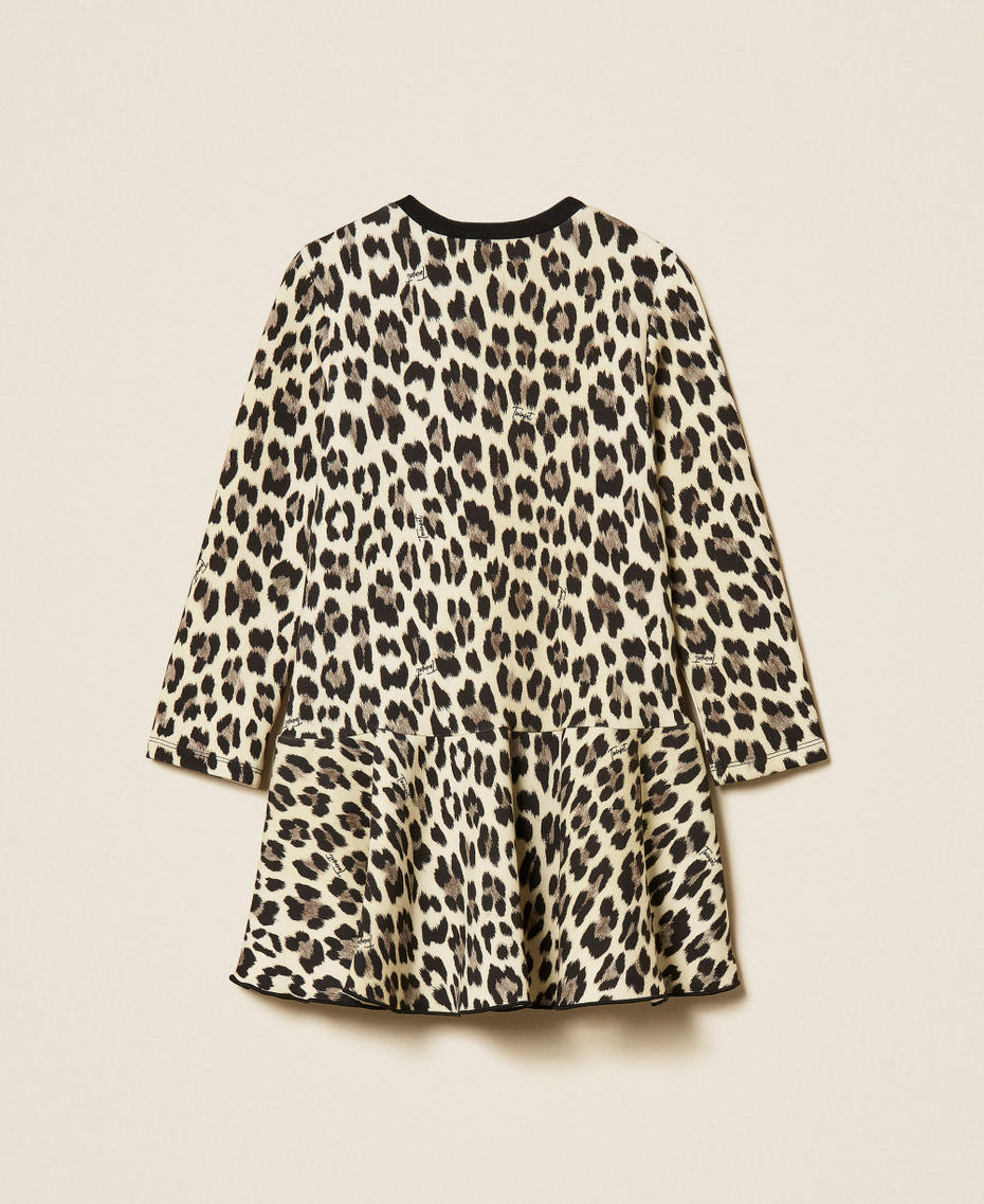 Kurzes Mädchenkleid aus Scuba mit Animaldessin Leopardenprint Mädchen 252GB2113_12700_S1