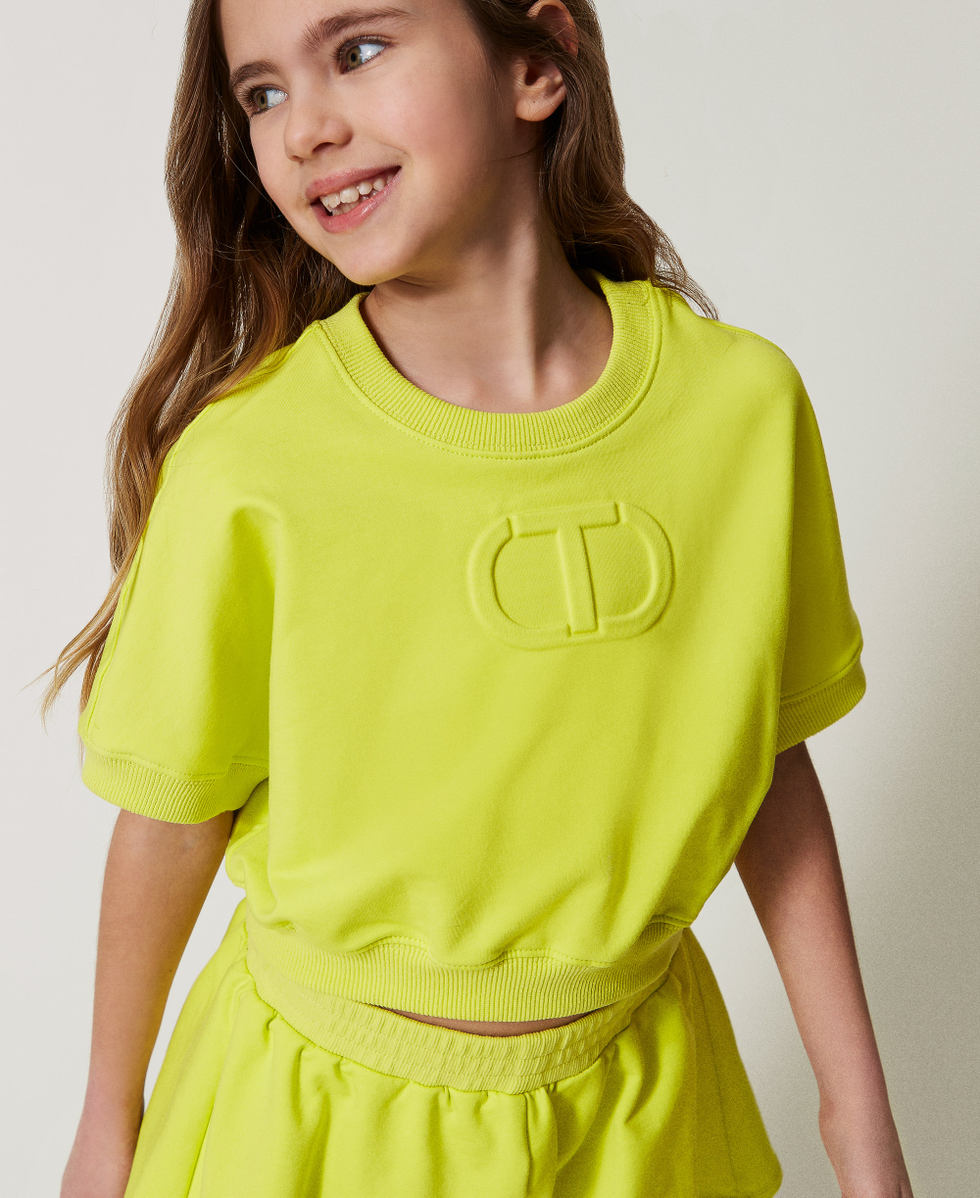 Oval T sweatshirt and shorts Girl, Green | TWINSET Milano