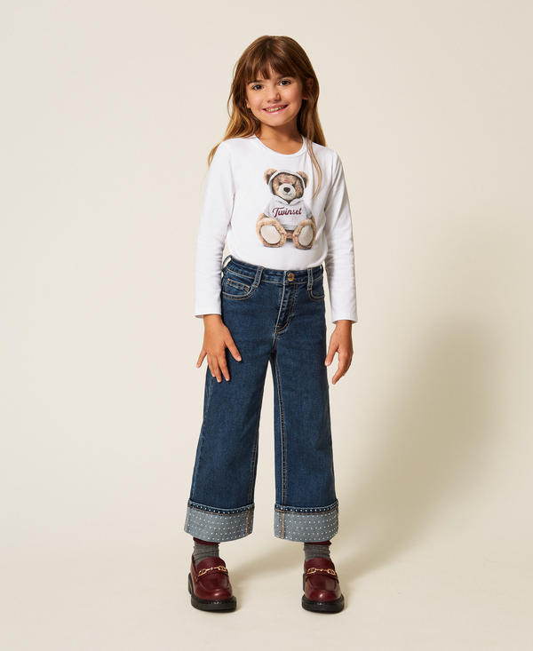 Girls' five-pocket jeans with rhinestones