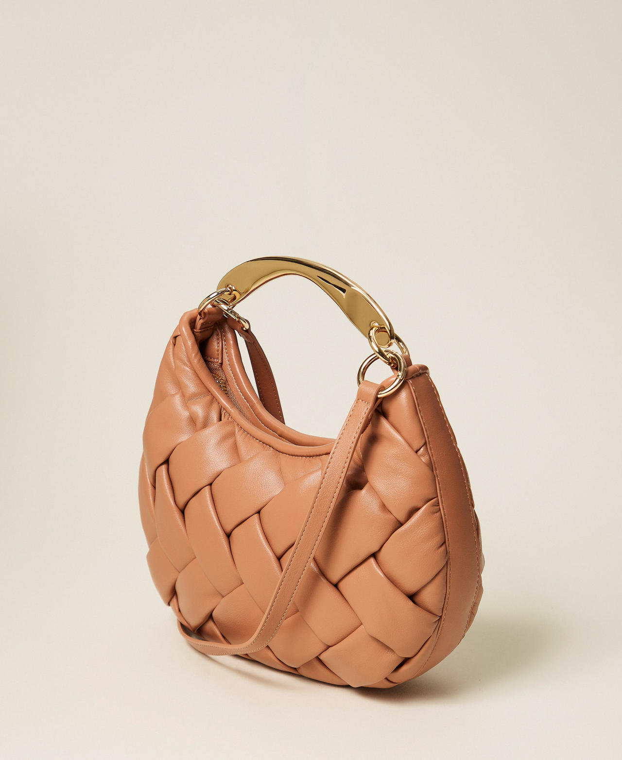 Handwoven &lsquo;Croissant&rsquo; bag Mocha Mousse Brown Woman 261TB7370_13168_03