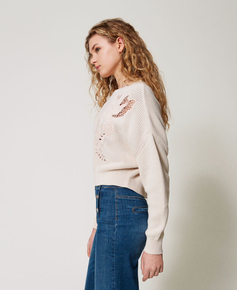 Jumper with inlaid embroidery Light Natural Woman 251TP3581_12227_02