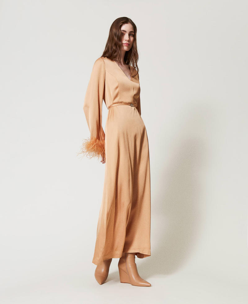 Ankle boots with wedge and logo plate "Hazelnut” Brown Woman 242TCP162_10282_S0