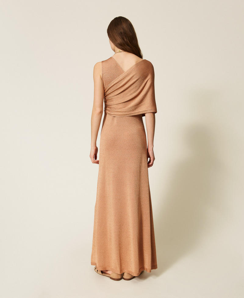 Robe longue en maille avec lurex Pearl Rose Fonc&eacute; Lurex Femme 261TT3010_13573_03