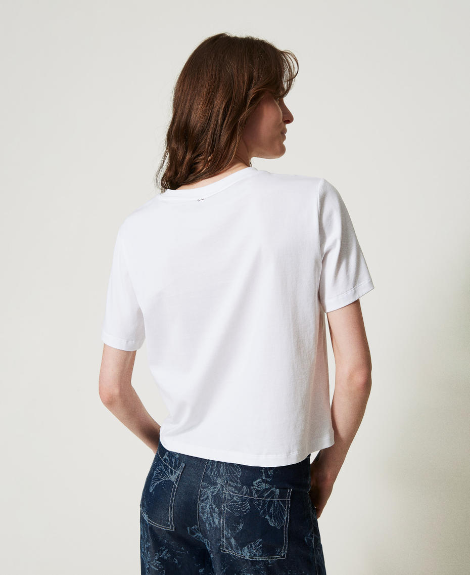 Printed and embroidered T-shirt Papers/Actitude Rose Print Woman 251AX2120_12457_03