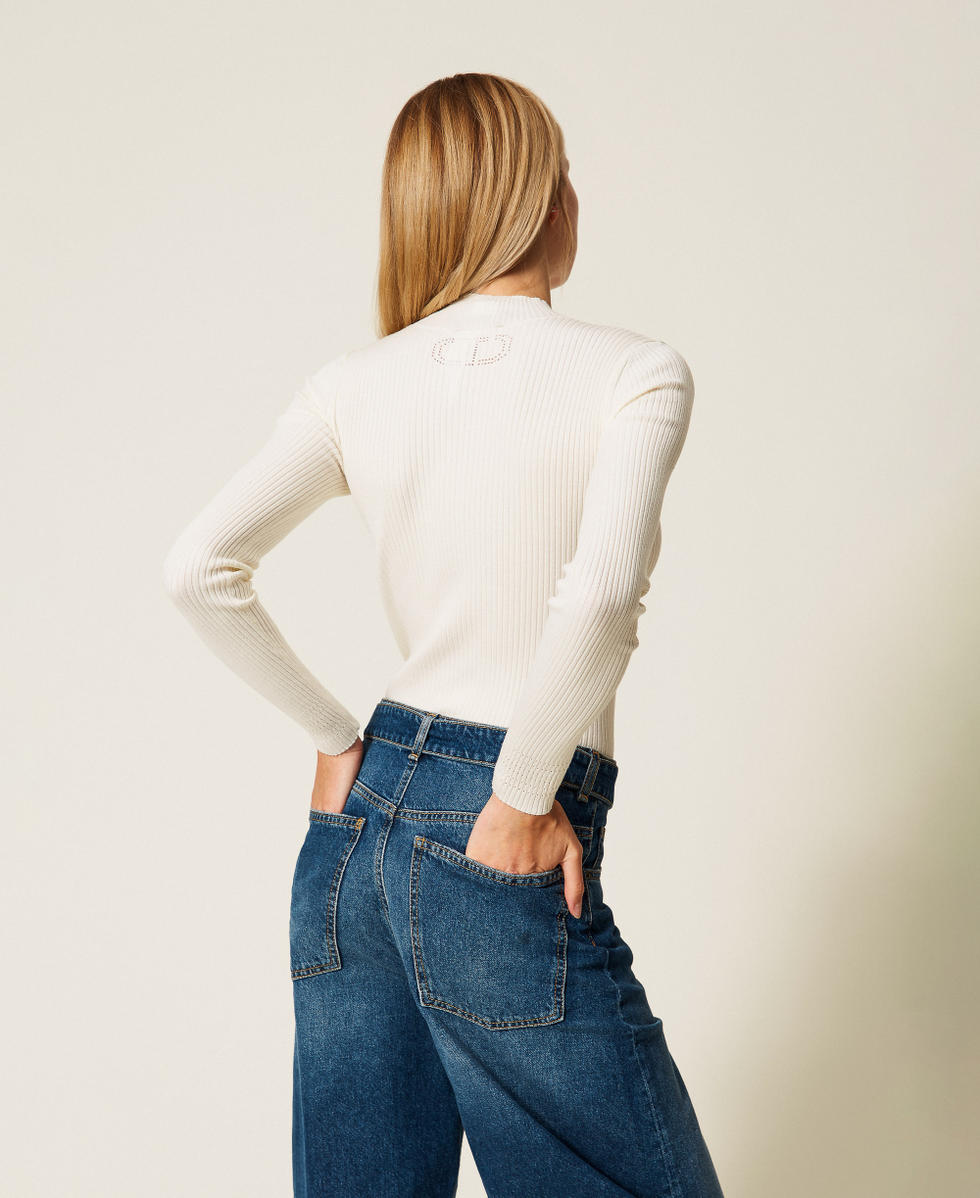 Rib knit turtleneck jumper White Snow Woman 252TP3243_00282_03