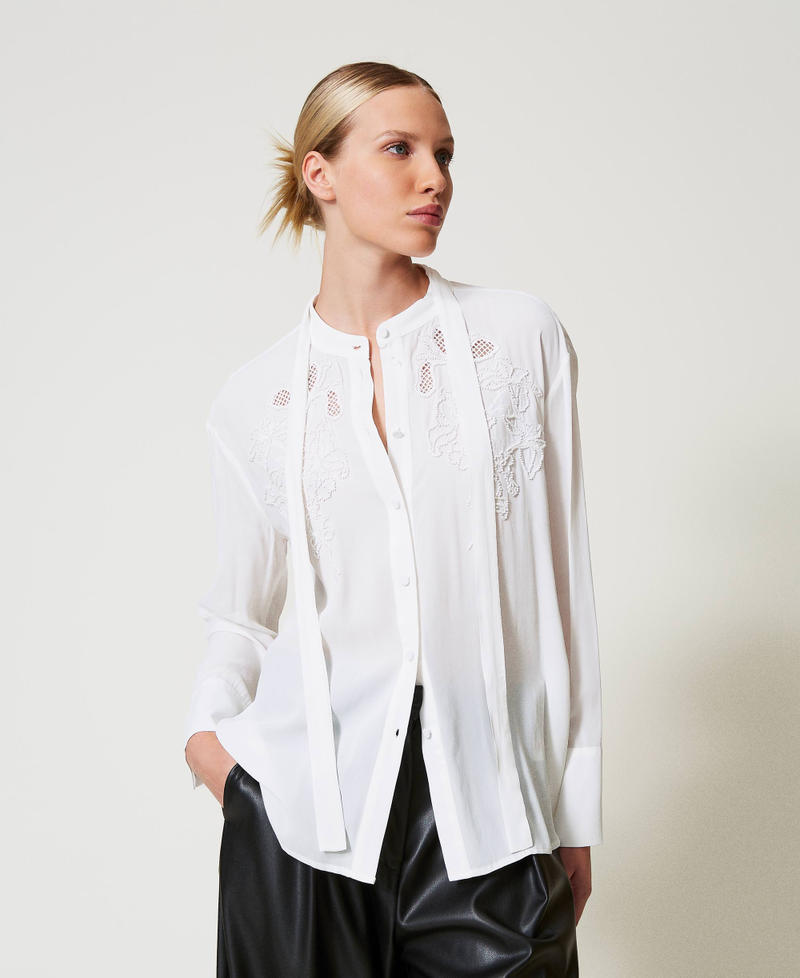 Camicia in georgette con ricamo Bianco Neve Donna 251TP2690_00282_05