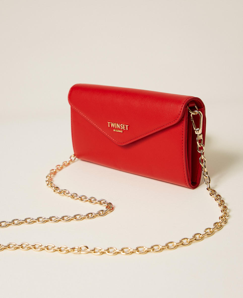 Portacellulare con patta e logo Rosso Donna 261TH7014_00015_02