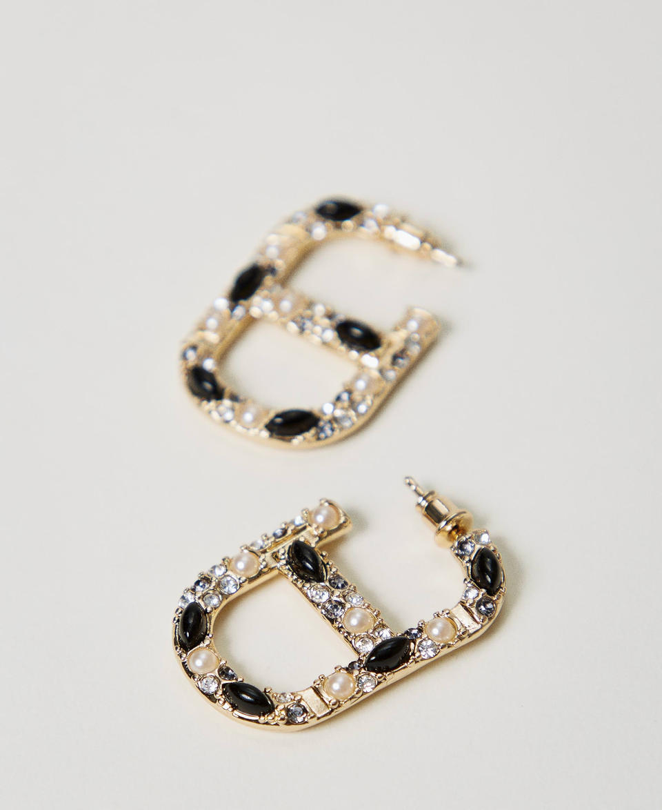 Oval T earrings with rhinestones Black Woman 251TO5060_00006_02