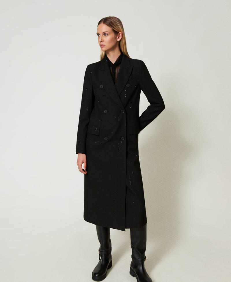 Cloth coat with sequins Black Woman 242TT2164_00006_06