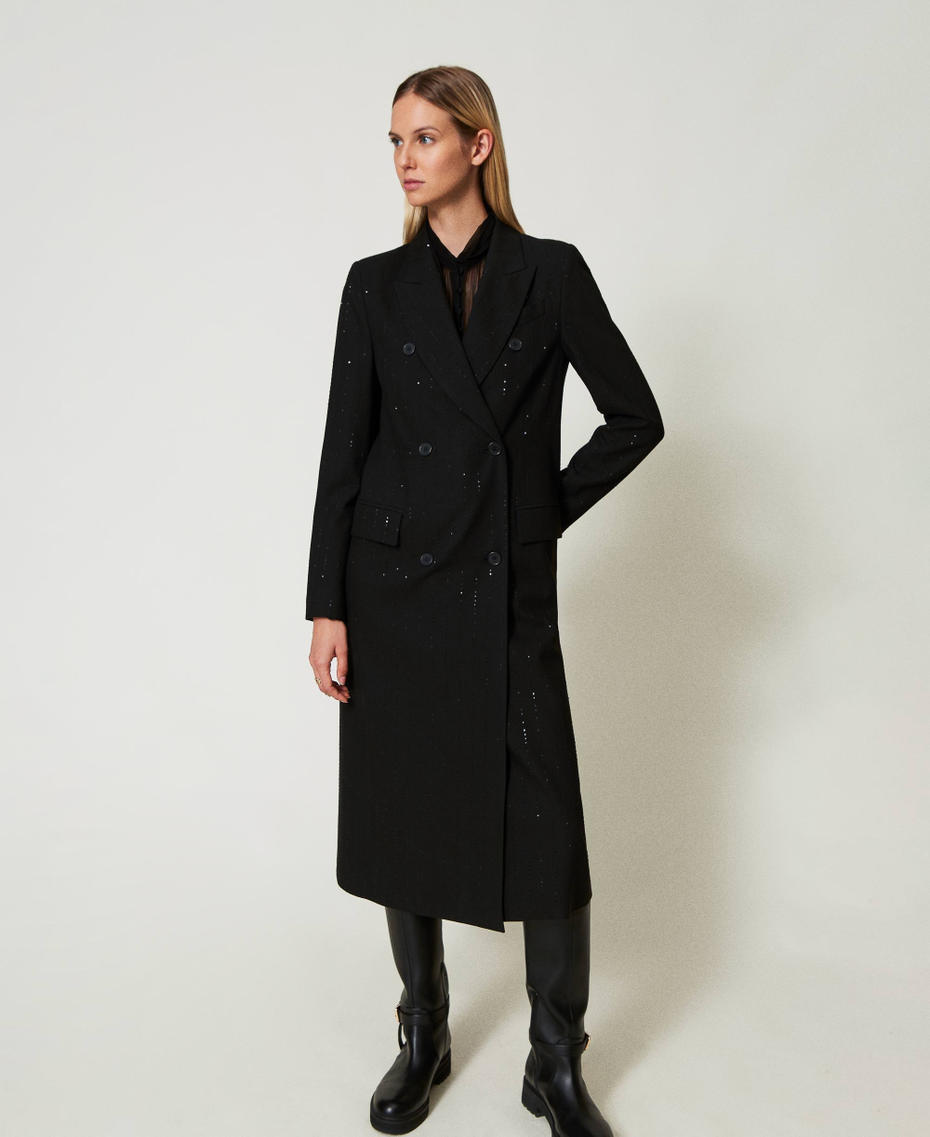 Cloth coat with sequins Black Woman 242TT2164_00006_06