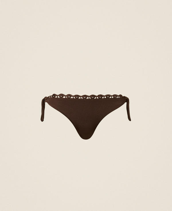 Bikini thong with crochet detail