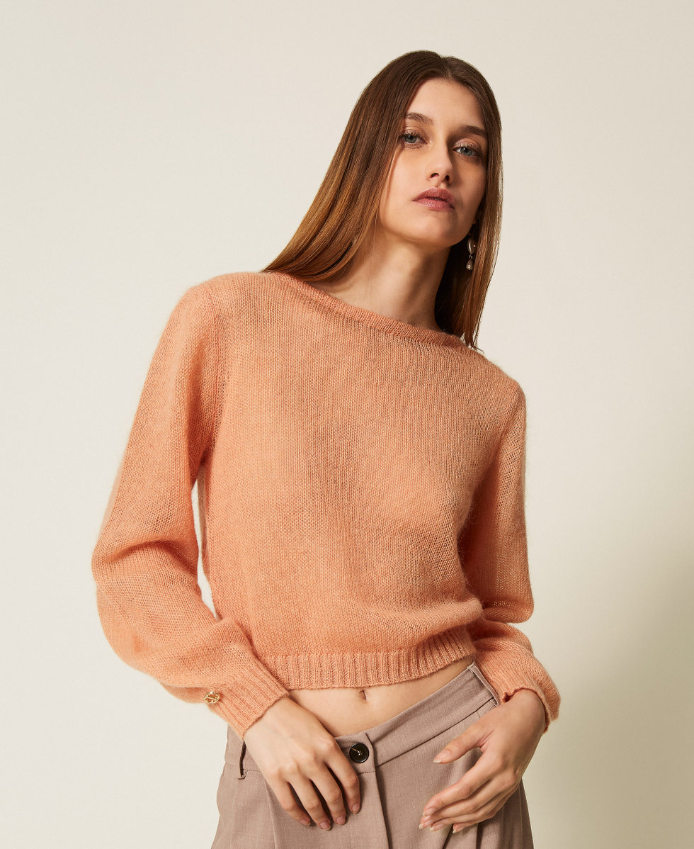  Mohair blend knit shrug Toasted Nut Brown Woman 252TP3525_12606_06