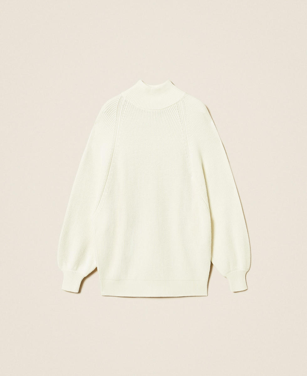 Pull oversize avec col montant Blanc Neige Femme 262AP3043_00282_S0