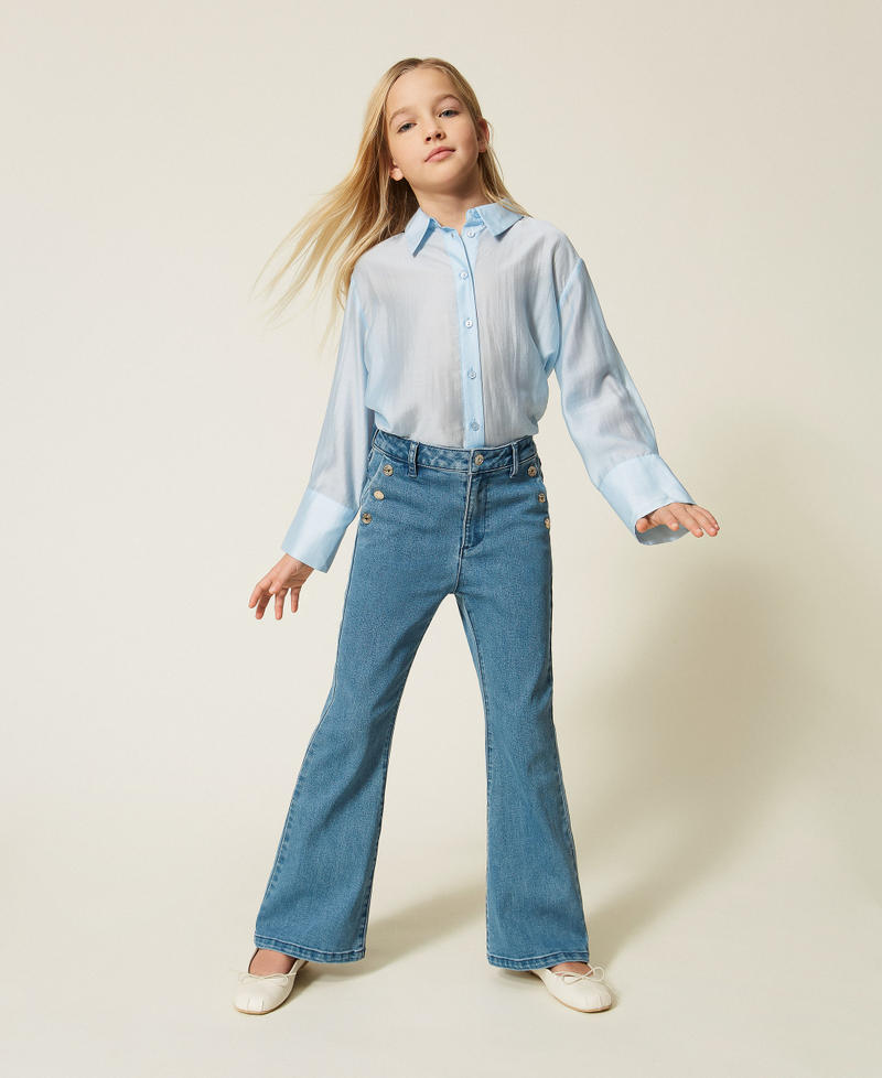 Flared jeans with buttons Medium Blue Denim Girl 261GJ2062_03451_01