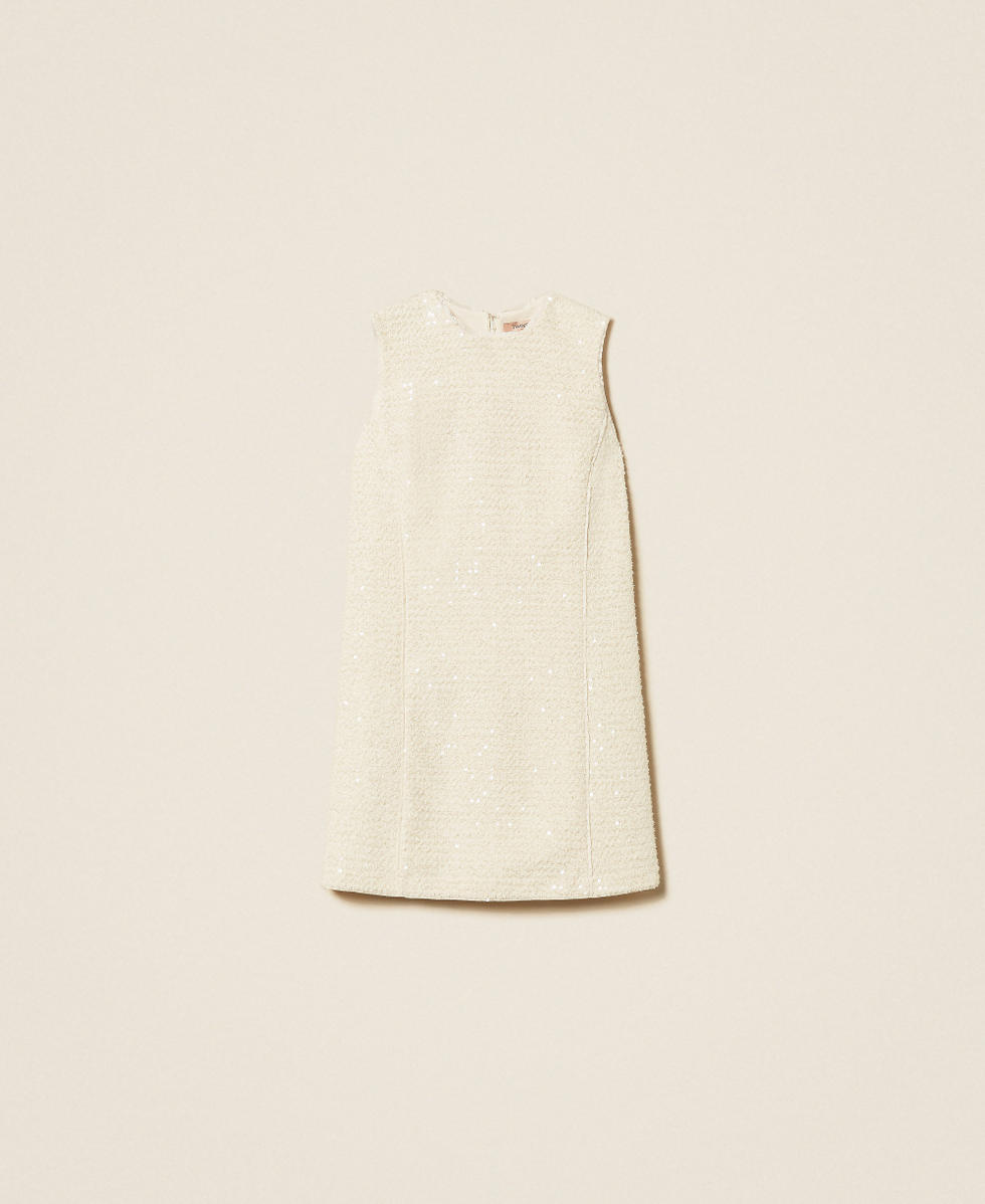 Vestido corto de boucl&eacute; con lentejuelas