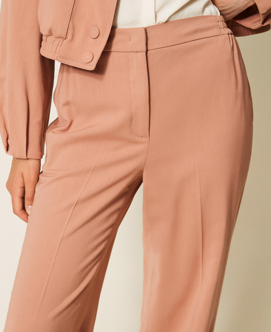 Straight twill trousers with pockets Dusty Pink Woman 262TP268G_00916_04