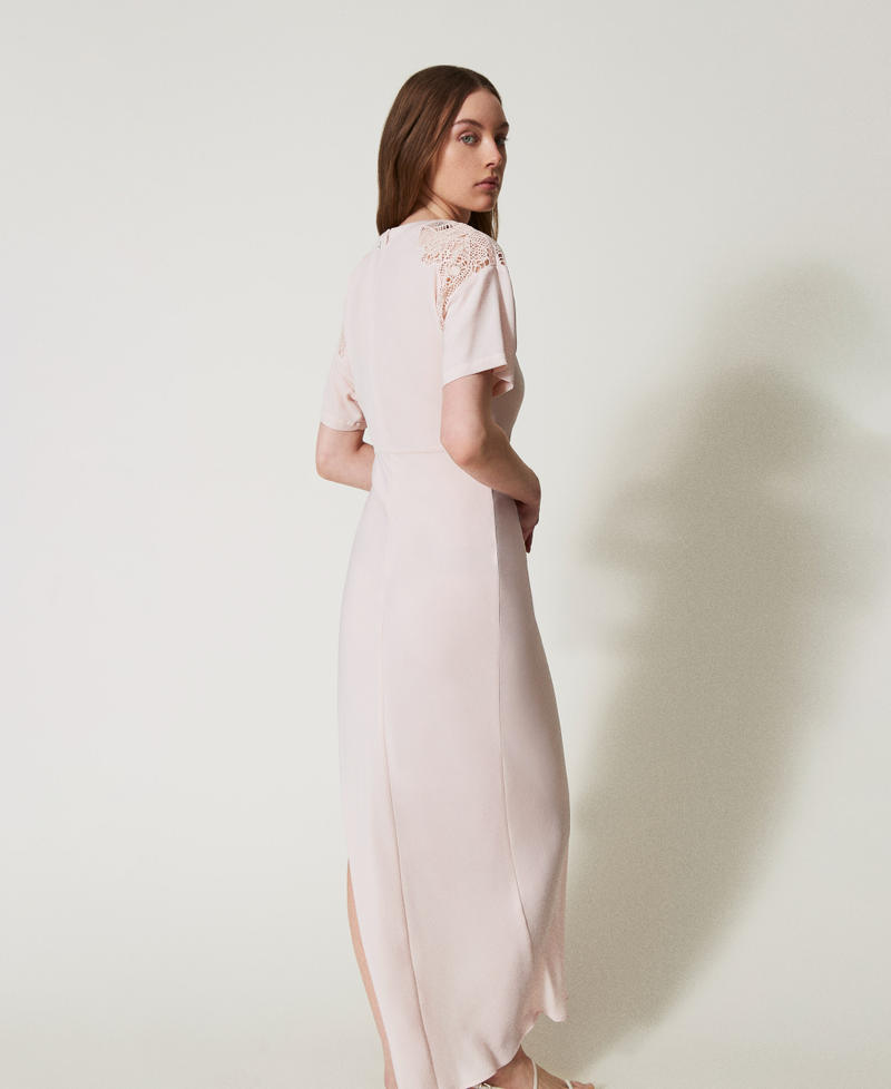Long twill dress with embroidery Tender Pink Pink Woman 251AP2420_00619_02
