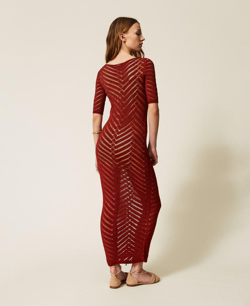 Langes Strickkleid mit Zickzack-Muster &bdquo;Henna&ldquo; Brown Frau 261TT3100_13332_03