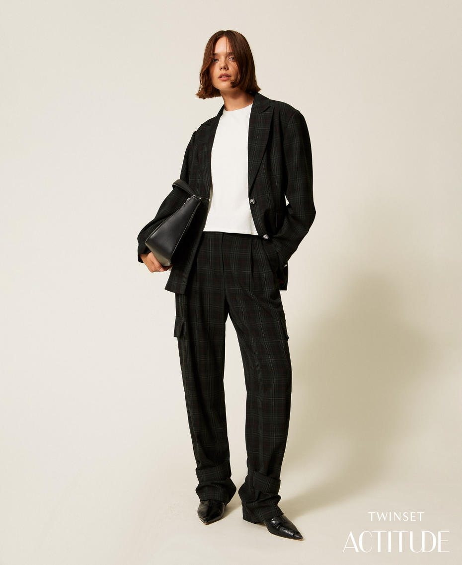 Pantalón cargo de tartán Verde «Daily Tartan» Mujer 252AT2132_12451_PA