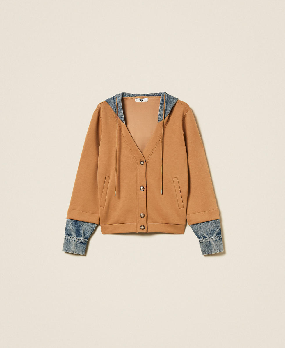 Bluza z tkaniny scuba i dżinsu