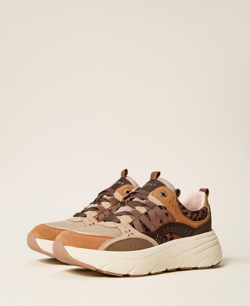 Baskets de running en cuir Motif L&eacute;opard Femme 262TCP106_13713_02