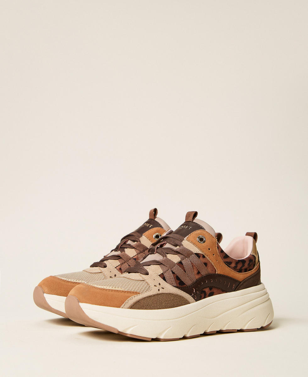 Baskets de running en cuir Motif L&eacute;opard Femme 262TCP106_13713_02