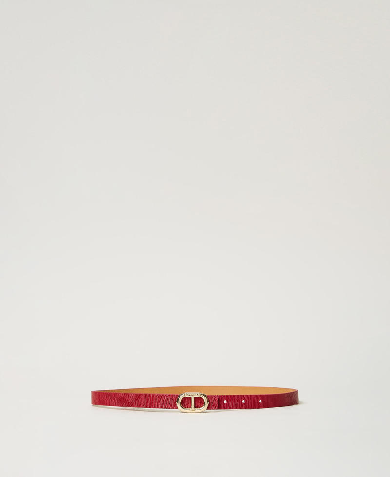 Thin leather belt Hibiscus Red Woman 251TO5052_12365_01