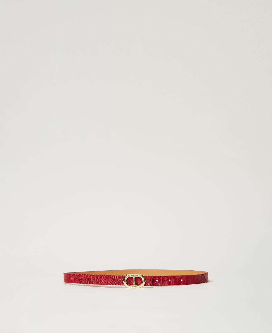 Thin leather belt Hibiscus Red Woman 251TO5052_12365_01