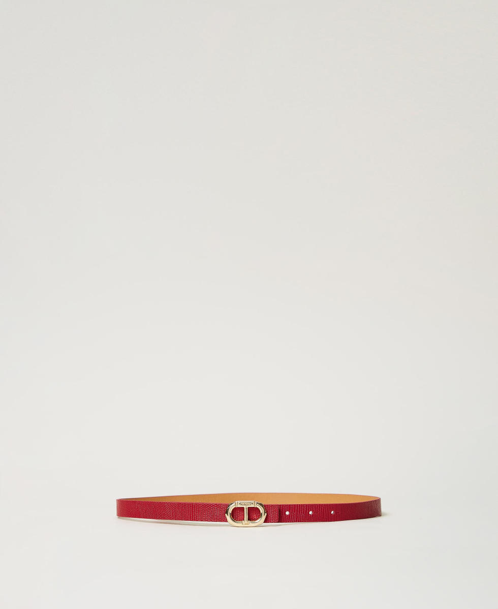 Thin leather belt Hibiscus Red Woman 251TO5052_12365_01