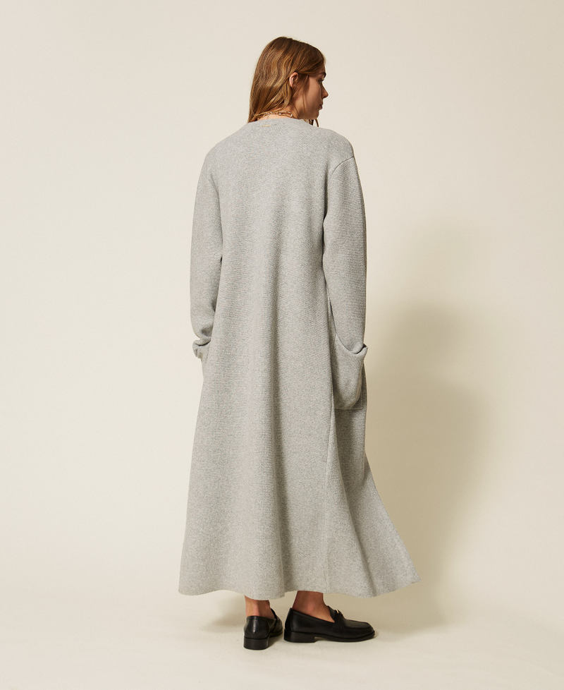 Maxi cardigan with pockets Light Grey Melange Woman 262LI3ABB_12837_04