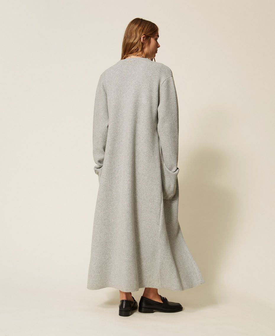 Maxi cardigan with pockets Light Grey Melange Woman 262LI3ABB_12837_04